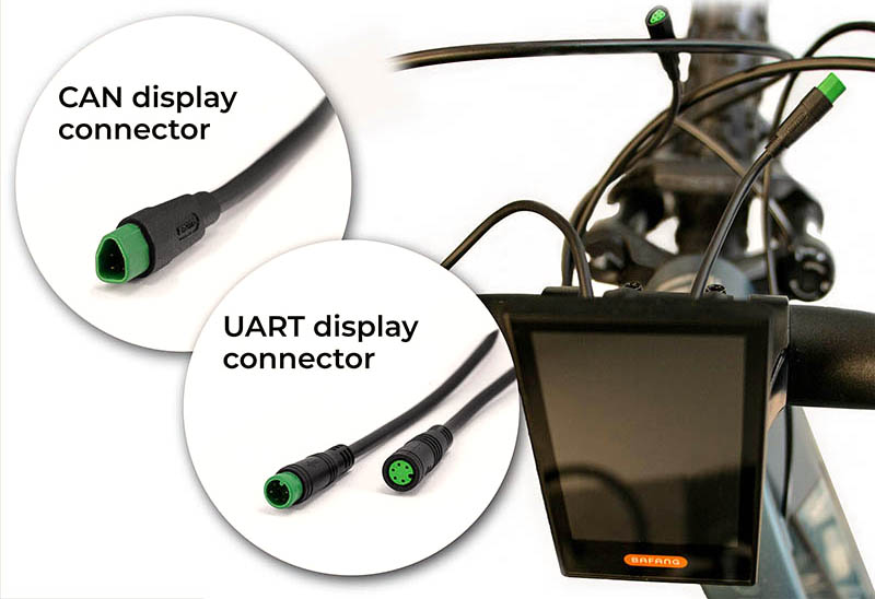 Displaykontakt för Egoing/Bafang som visar om cykeln har CANBUS eller UART